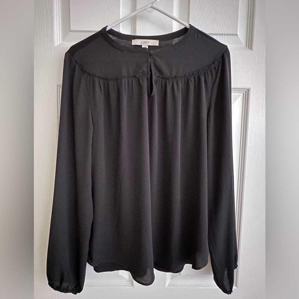 LOFT Classic Black Long Sleeve Blouse